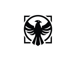Silhouette Eagle bird logo design icon symbol vector illustration.