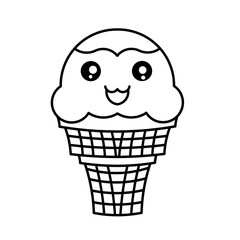 Icon illustration of cute ice cream with chocolate flavor