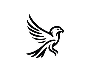 Silhouette Eagle bird logo design icon symbol vector illustration.