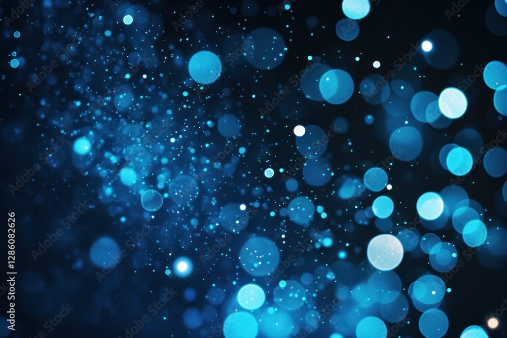Poster captivating dance of blue lights creating a magical atmosphere in a dark setting at night. generativ