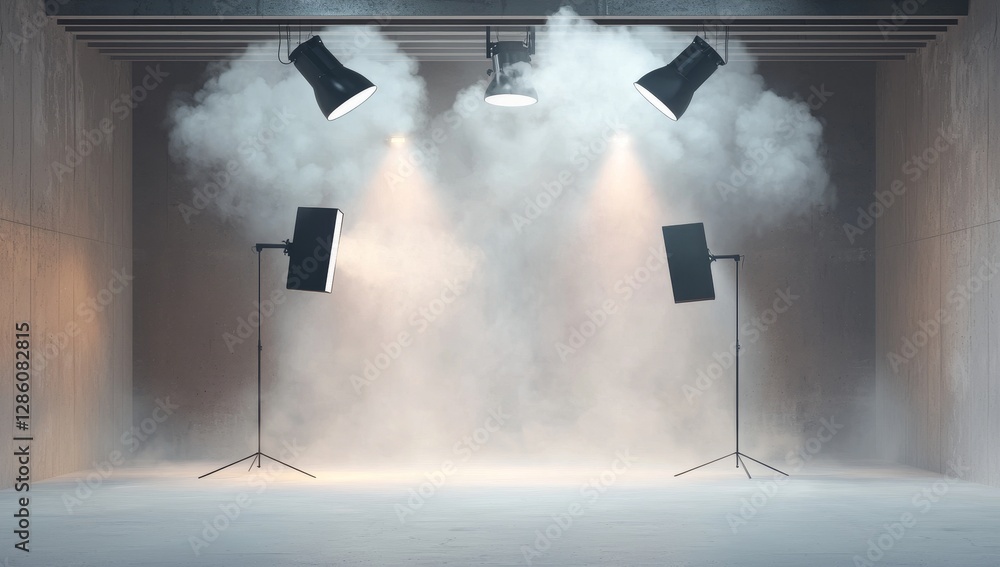 Poster use a gray empty room studio with a gradient background for your product display
