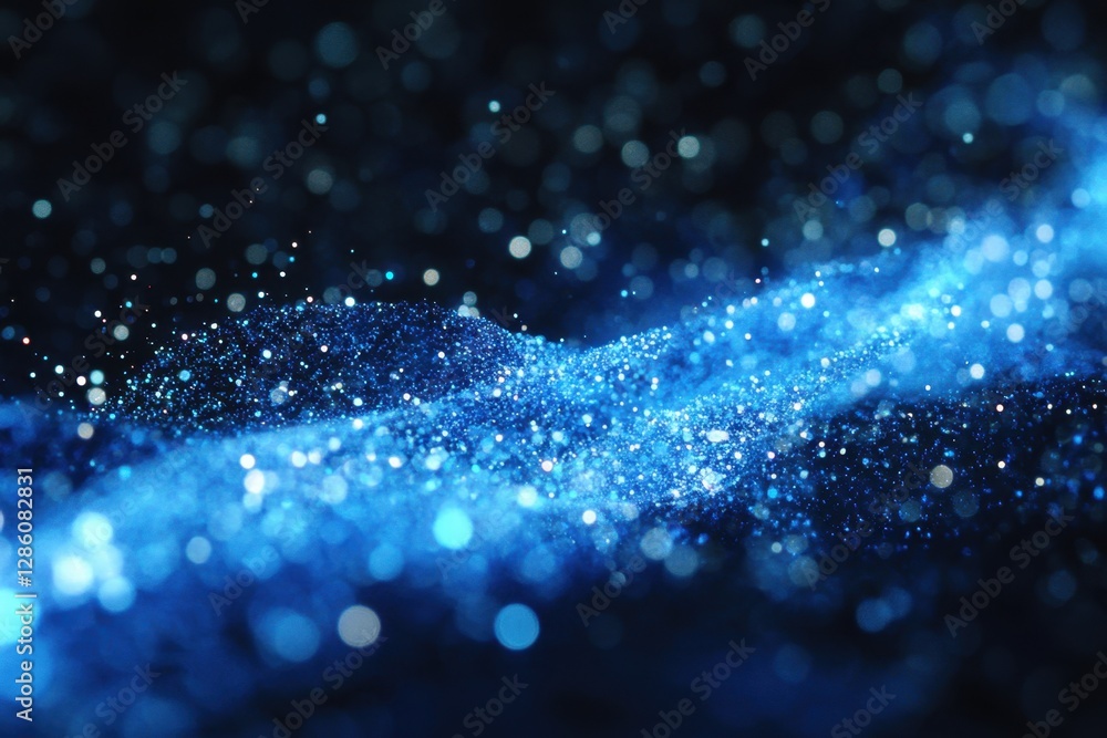 Aufkleber sparkling particles dance in a mesmerizing cosmic display under a serene dark sky. generative ai