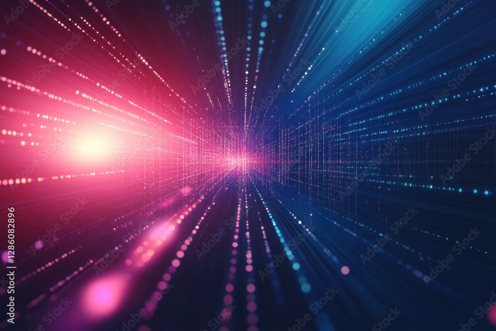 Poster vibrant streams of light and color swirl through a digital landscape filled with energy and dynamic 