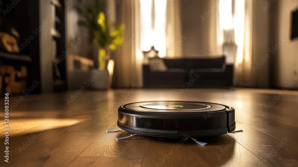 Poster self-charging robotic vacuum automatically returning to its charging dock