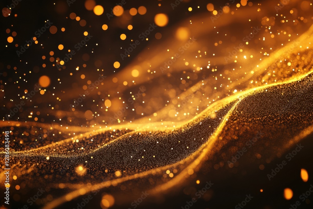 Poster captivating golden dust dances through the air, creating a mesmerizing visual symphony of light and 