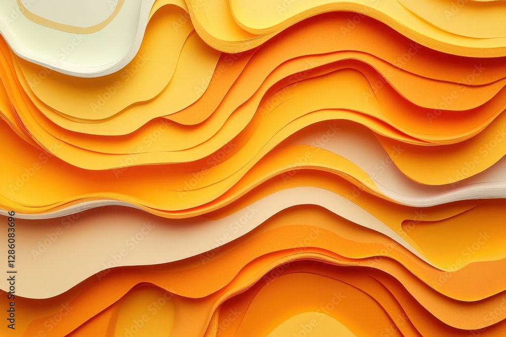 Poster vibrant layers of orange and cream paper create a dynamic texture in a serene artistic composition. 