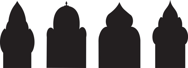 Islamic vector shapes of a window or door arch, mosque gate shape isolated on white