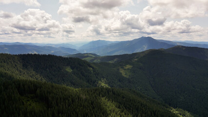 Naklejka premium Nature, forest, Transrarau, Romania, serpentine roads, drone photo