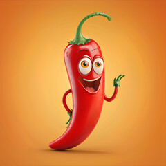 A cute chili pepper character with big expressive eyes