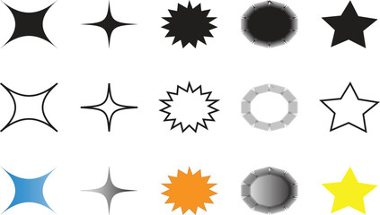 Collection of Various Star and Geometric Shapes, star icons set vector illustration 