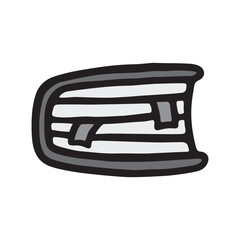 Doodle book with bookmark icon hand drawn with thin black line and colored monochrome grey. Knowledge and education symbol. Vector illustration isolated on white background