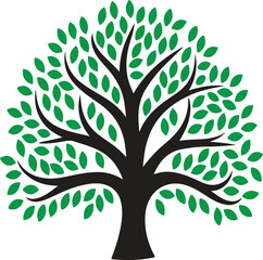 Fototapeta premium Vibrant green stylized tree graphic design., vector tree with green leaves