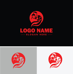 Senior Care icon Elderly care Geriatric care Senior assistance flat logo sign symbol editable vector