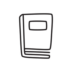 Doodle book icon hand drawn with thin line in minimalistic style. School education symbol. Vector illustration isolated on white background