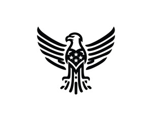 Silhouette American Eagle bird logo design icon symbol vector illustration.