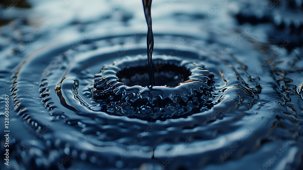 Poster liquid impact: a mesmerizing shot capturing the precise moment a viscous liquid, likely oil, impacts