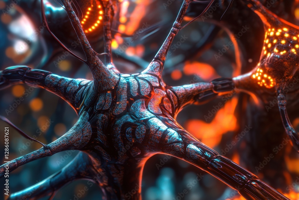 Poster intricate neural connections illuminated in vibrant hues showcasing the wonders of the brain's commu