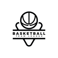 Basketball club logo template, emblem, designs with ball. Sport badge vector illustration