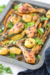 Roasted chicken meat with vegetabes 