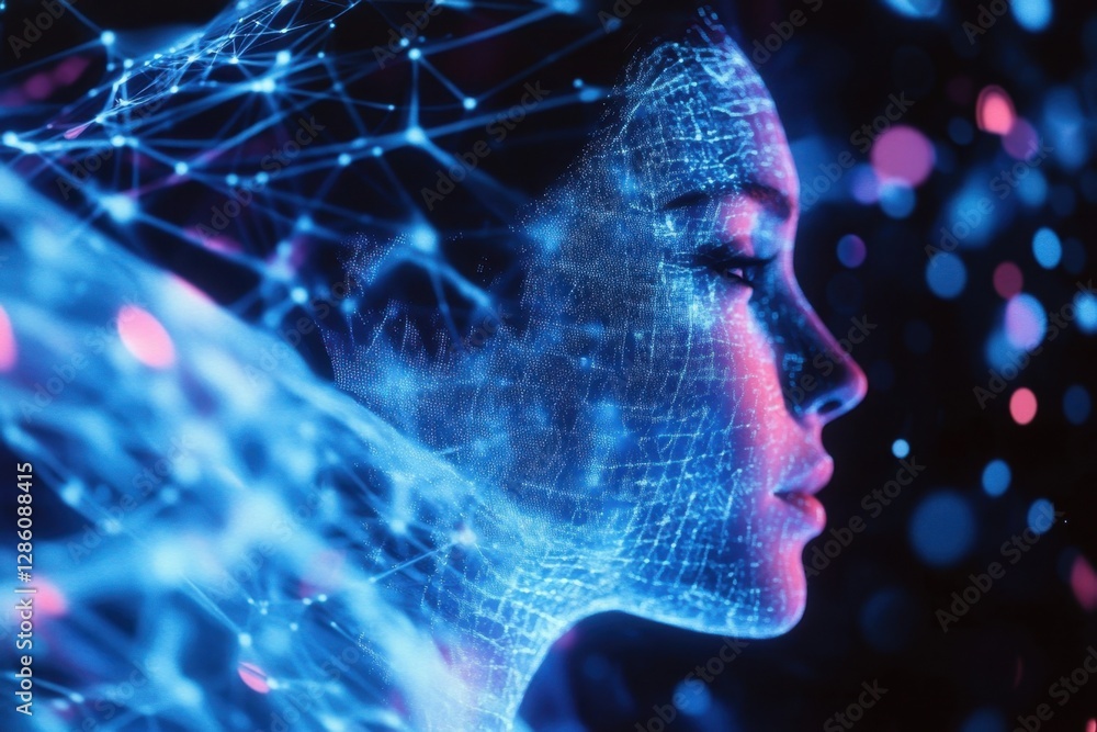 Poster digital transformation of human consciousness in a visually stunning representation of technology an