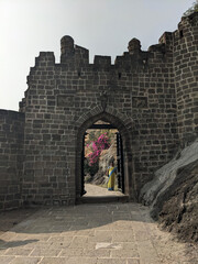 Ganesh Darwaja or Parwangicha Darwaja at shivneri fort verticle frame: Junnar-Pune, Maharashtra-India, 11.09.2024