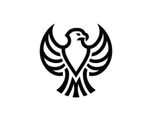 Obraz premium Silhouette Eagle bird logo design icon symbol vector illustration.