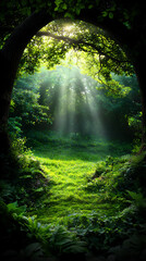 Obraz premium enchanted forest with glowing caverns