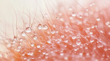 Drops of shampoo on the surface of the scalp, so that the pores are nourished and moisturized, the hair is visible in detail, capturing different angles to get details on the surface of the scalp