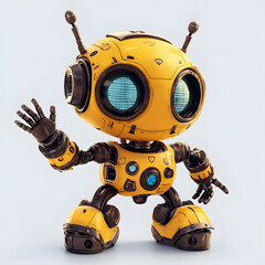 Adorable Yellow Robot Welcoming You