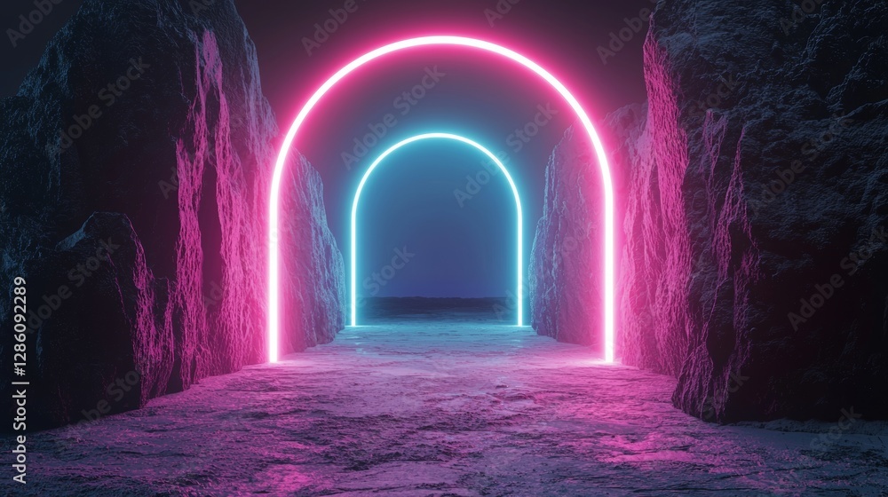 Poster motion background filled with abstract neon light streaks and lines