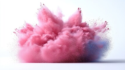 Fototapeta premium Pink and Blue Powder Explosion on White Background