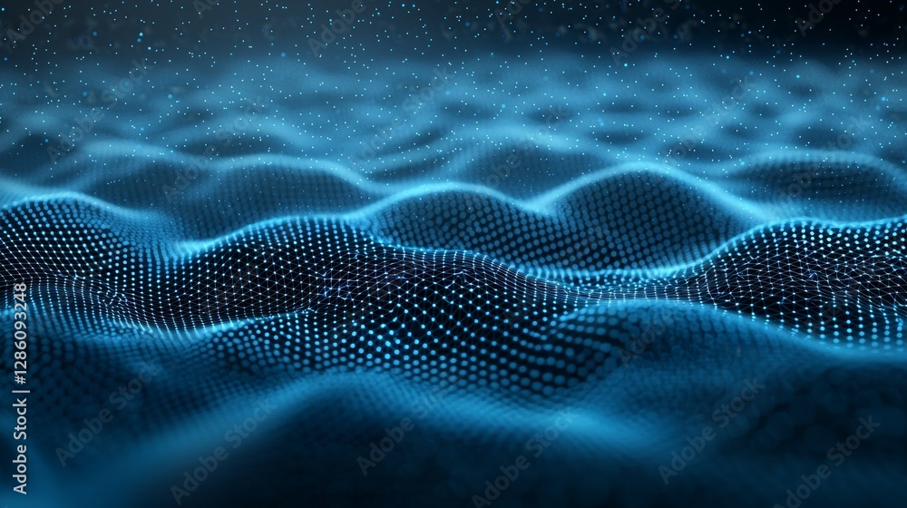 Poster abstract blue digital backdrop. detailed big data visualization. scientific atmosphere. big data net