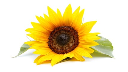 Obraz premium A bright yellow sunflower, isolated on white