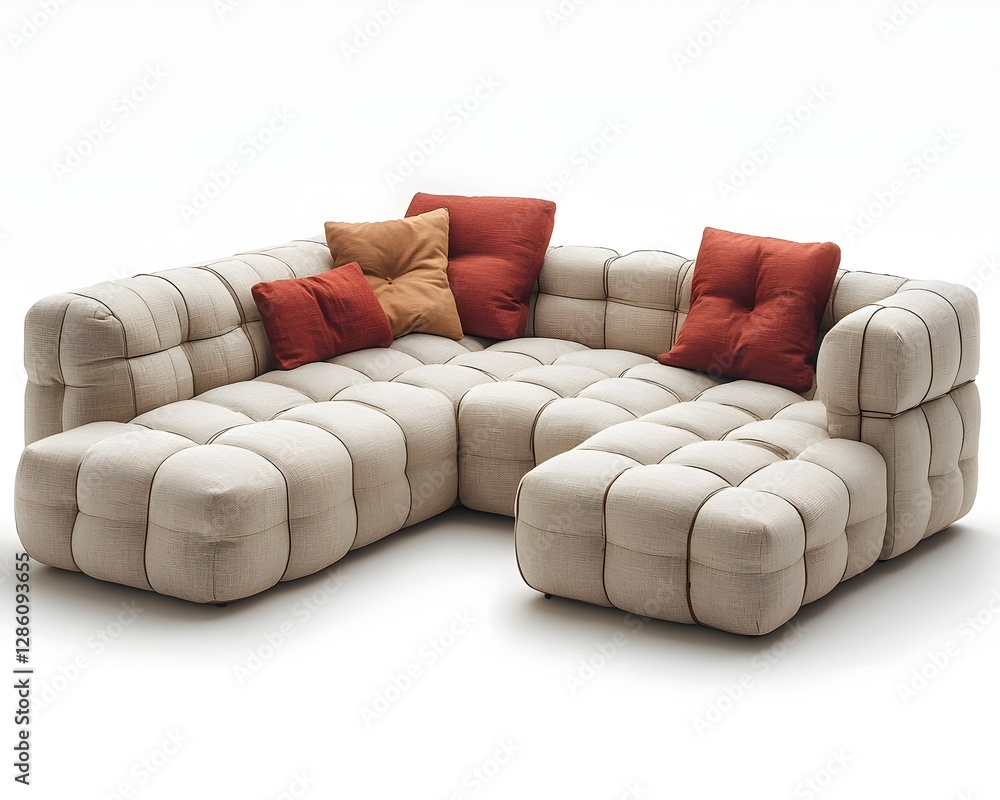 Poster modular sofa with adjustable sections and neutral fabric for comfort and simplicity