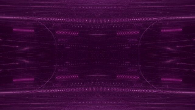 leuchtende Lichtpunkte bewegen sich langsam Richtung Zentrum, digitaler Datentransfer, Algorithmus, Internet, Energie, Datenfluss, Geschwindigkeit, Wandel, Austausch, magenta, pink