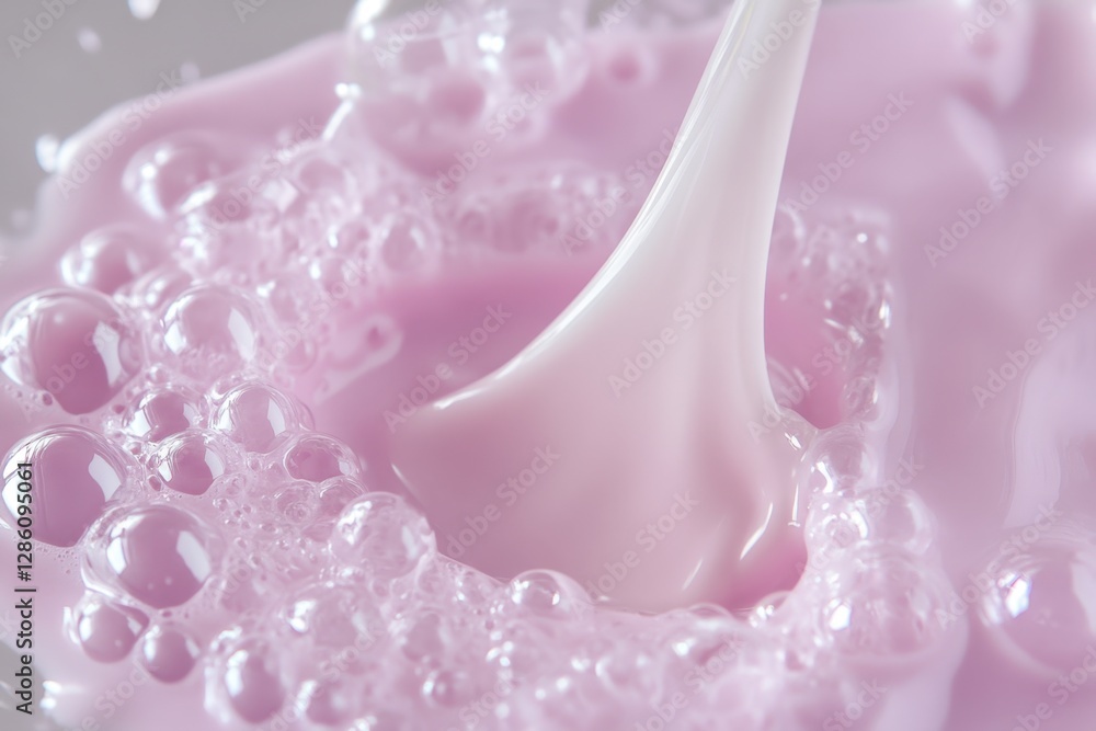 Poster delicate bubbles rise in soft pink liquid during a playful moment of creation in an artistic setting