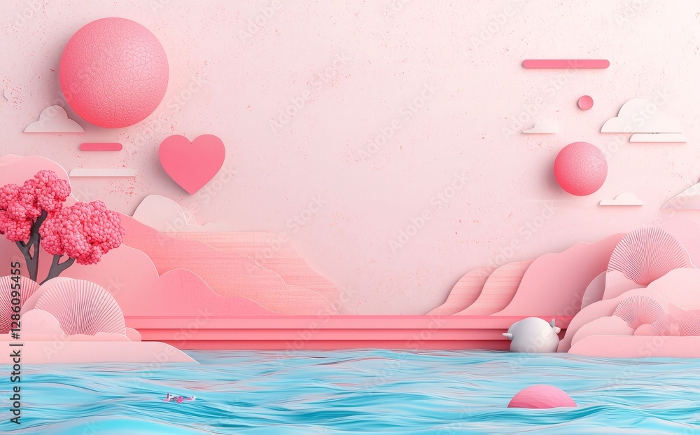 Poster abstract background in light pink with lines. texture of pastel pink complements with gradients and 