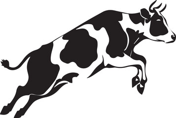 A black and white logo type cow silhouette design - cow icon design