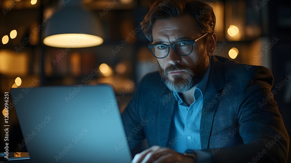Poster business professional accessing secure cloud computing for enhanced security remote workspace evenin