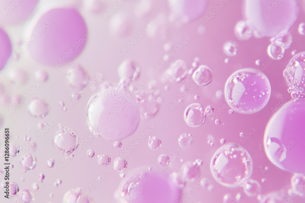 Poster bubbles floating in a soft pink background create an enchanting atmosphere of tranquility and beauty