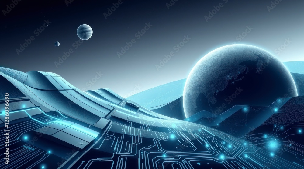 Poster design an abstract background in a futuristic sci-fi style