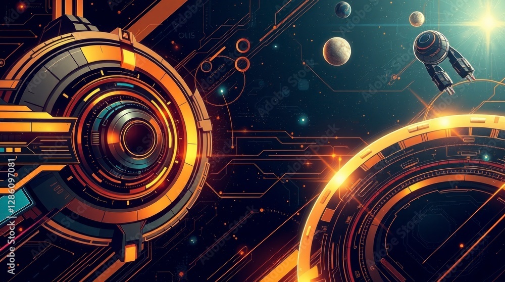 Poster design an abstract background in a futuristic sci-fi style