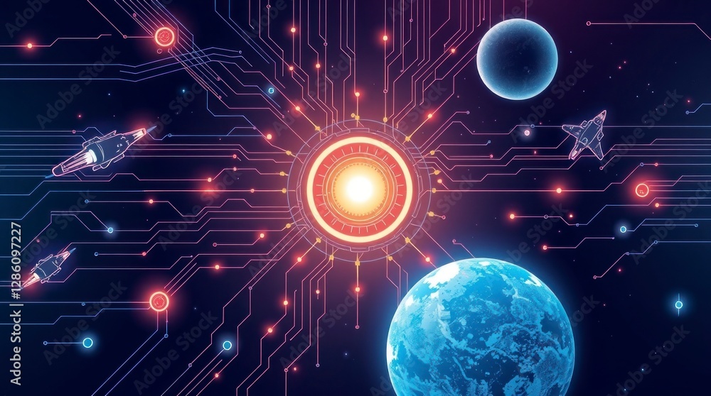 Poster design an abstract background in a futuristic sci-fi style
