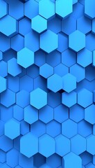Fototapeta premium Abstract Blue Hexagonal Pattern with 3D Effect for Modern Design and Background Use
