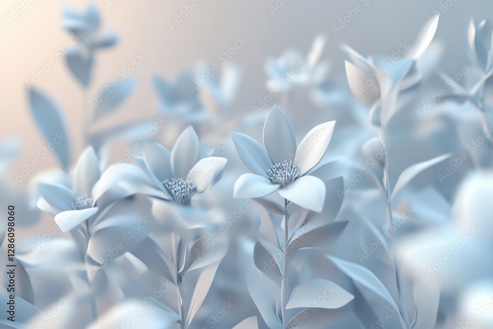 Poster soft petals sway gently in a serene garden at dawn, creating a dreamlike atmosphere filled with tran