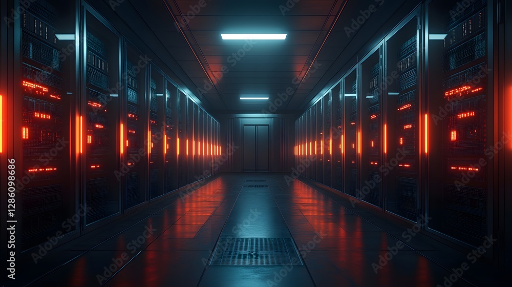 Aufkleber securing data with cloud computing a high-tech server room overview digital environment futuristic c