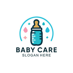 Fototapeta premium Baby care logo with minimalist design premium vector