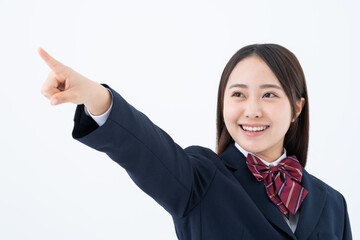 未来を指差す女子高生