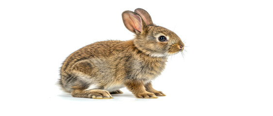 Obraz premium Cute Rabbit Sitting Isolated White Background Illustration