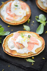Salmon and cream cheese pancake s
